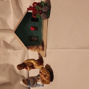 Festive Nativity Scene with Blue and Red Details